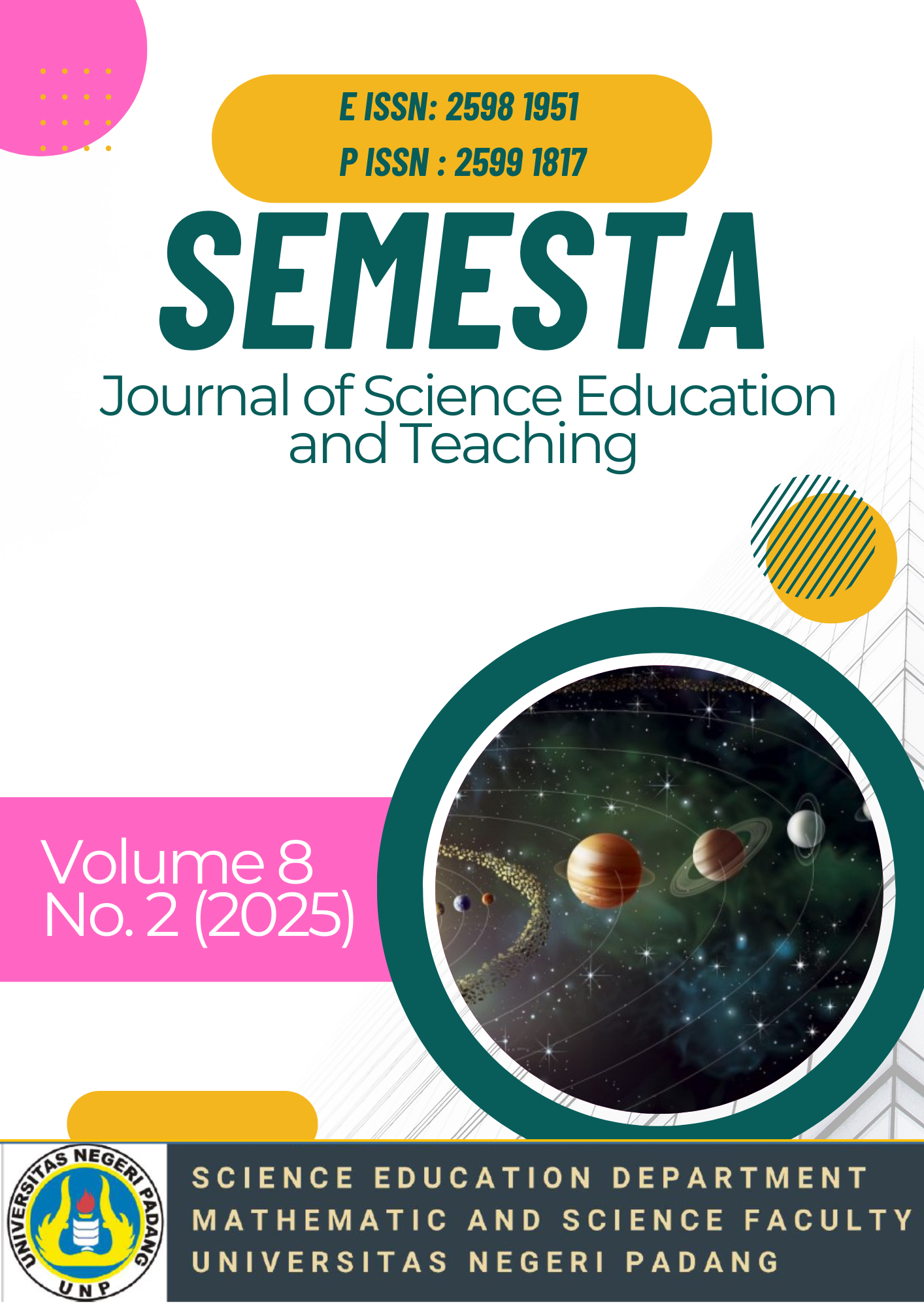 					View Vol. 8 No. 2 (2025): Semesta: Journal of Science Education and Teaching
				